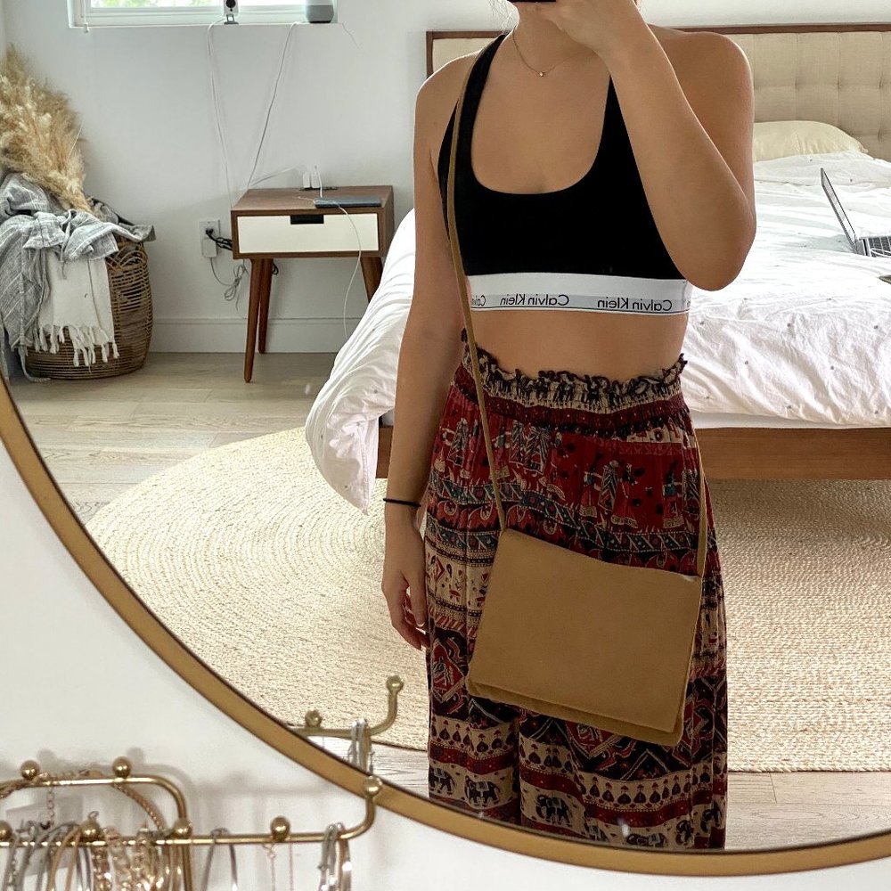 Suede crossbody purse